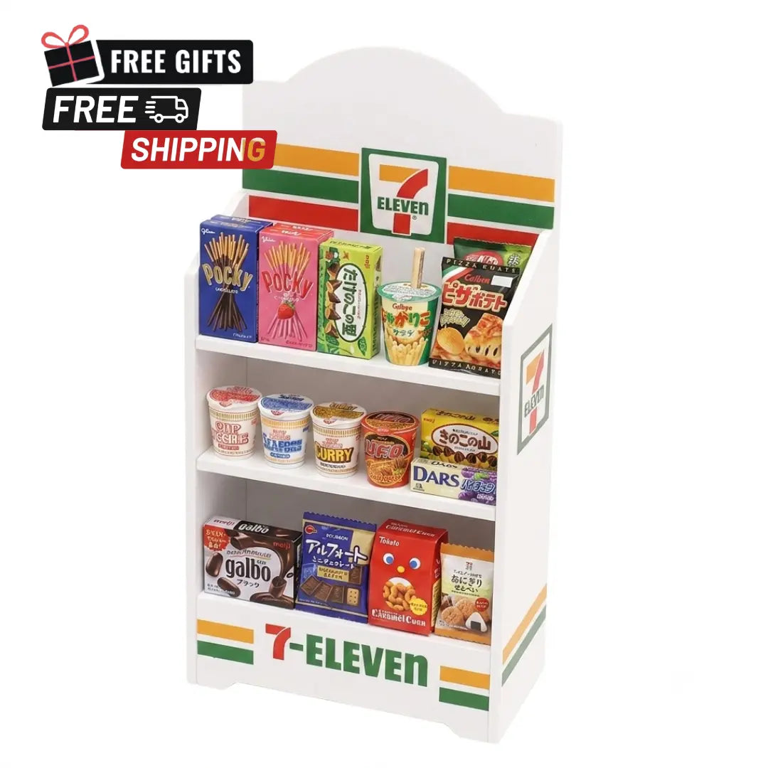 711 shelf magnet with miniature Japanese snacks – konbini fridge magnet