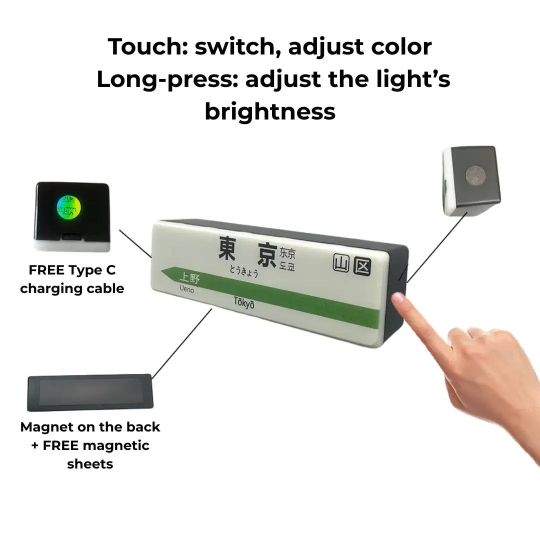 Japan light magnet – rechargeable LED fridge magnet with a Japanese city sign design